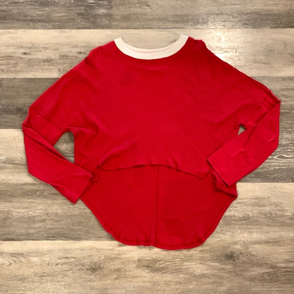 We the Free waffle knit high low long-sleeve top XS